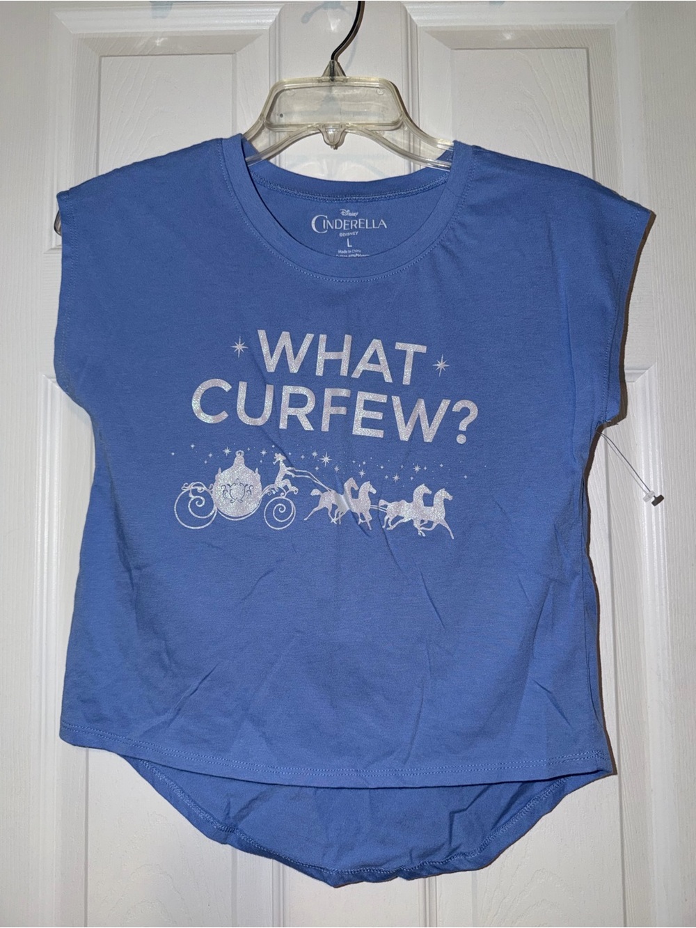 Disney Blue Cinderella "What Curfew?" Graphic Tee